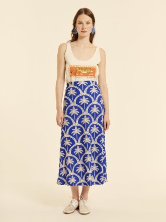 falda fluida de verano en azul y blanco de Pepaloves ss26